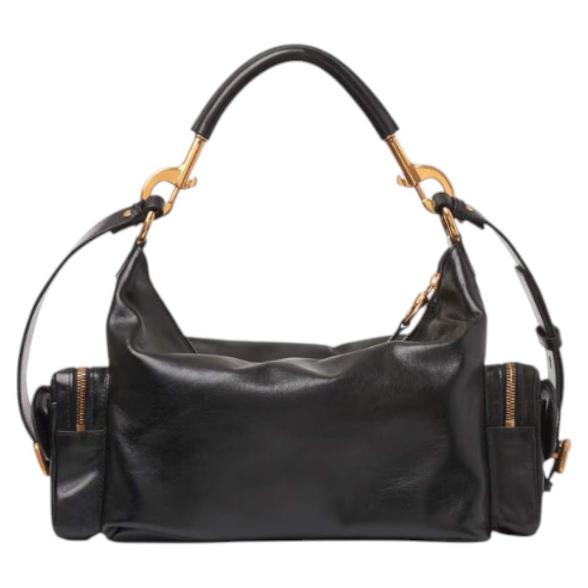 Black Glossy Leather Camera Bag