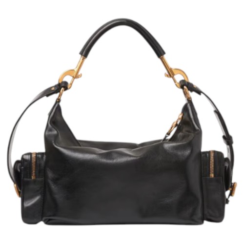 Black Glossy Leather Camera Bag