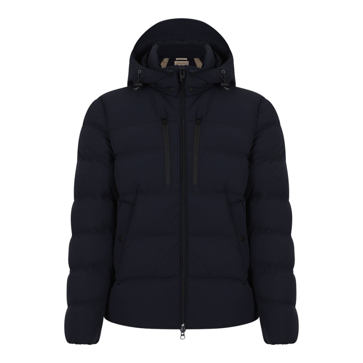 Melton Blue Stretch Hooded Puffer Jacket