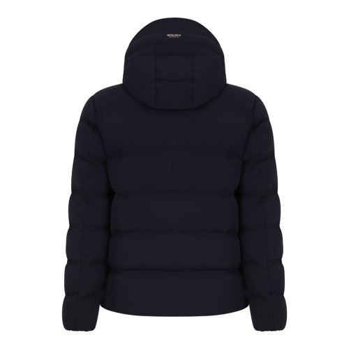 Melton Blue Stretch Hooded Puffer Jacket