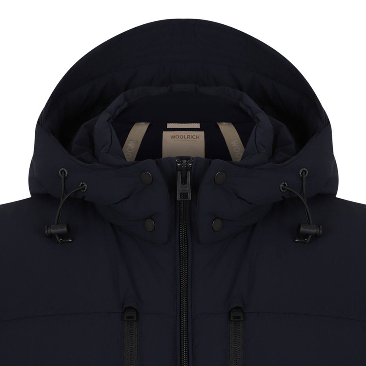 Melton Blue Stretch Hooded Puffer Jacket