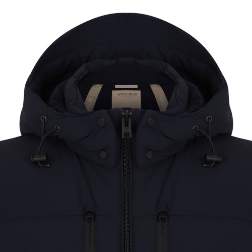 Melton Blue Stretch Hooded Puffer Jacket
