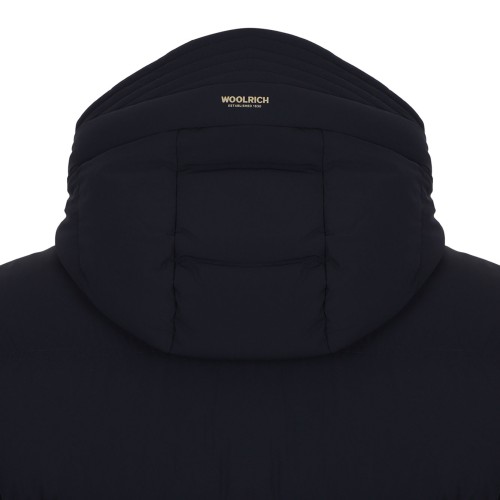 Melton Blue Stretch Hooded Puffer Jacket