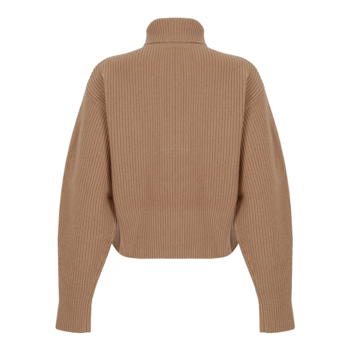 Camel Wool and Cashmere Zip-Up Sweater.
