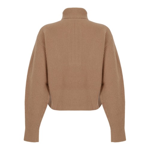 Camel Wool and Cashmere Zip-Up Sweater.