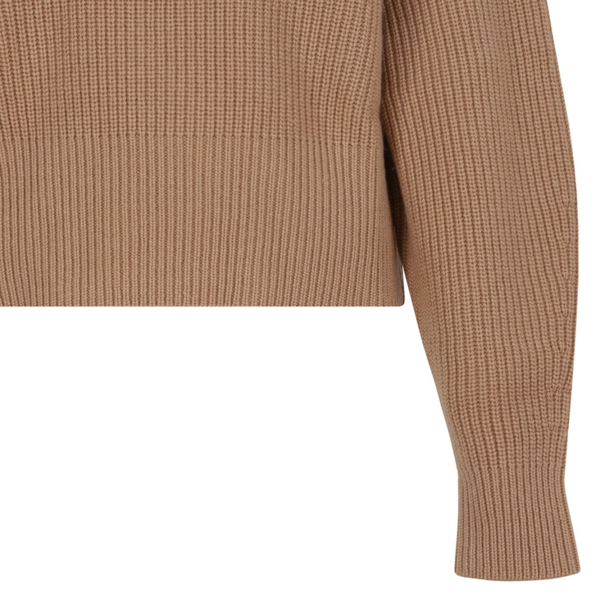 Camel Wool and Cashmere Zip-Up Sweater.