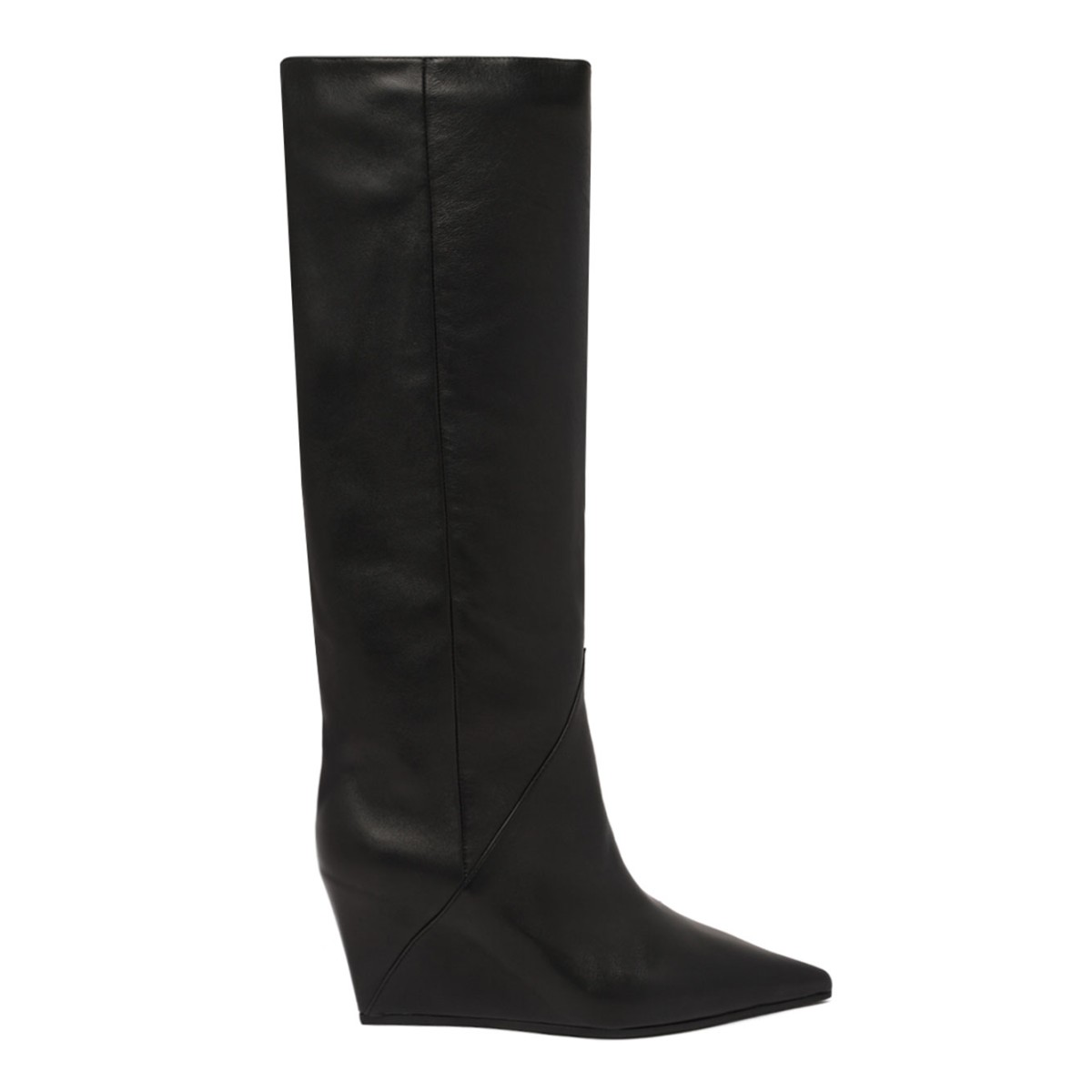 Black Leather Wedge Boots