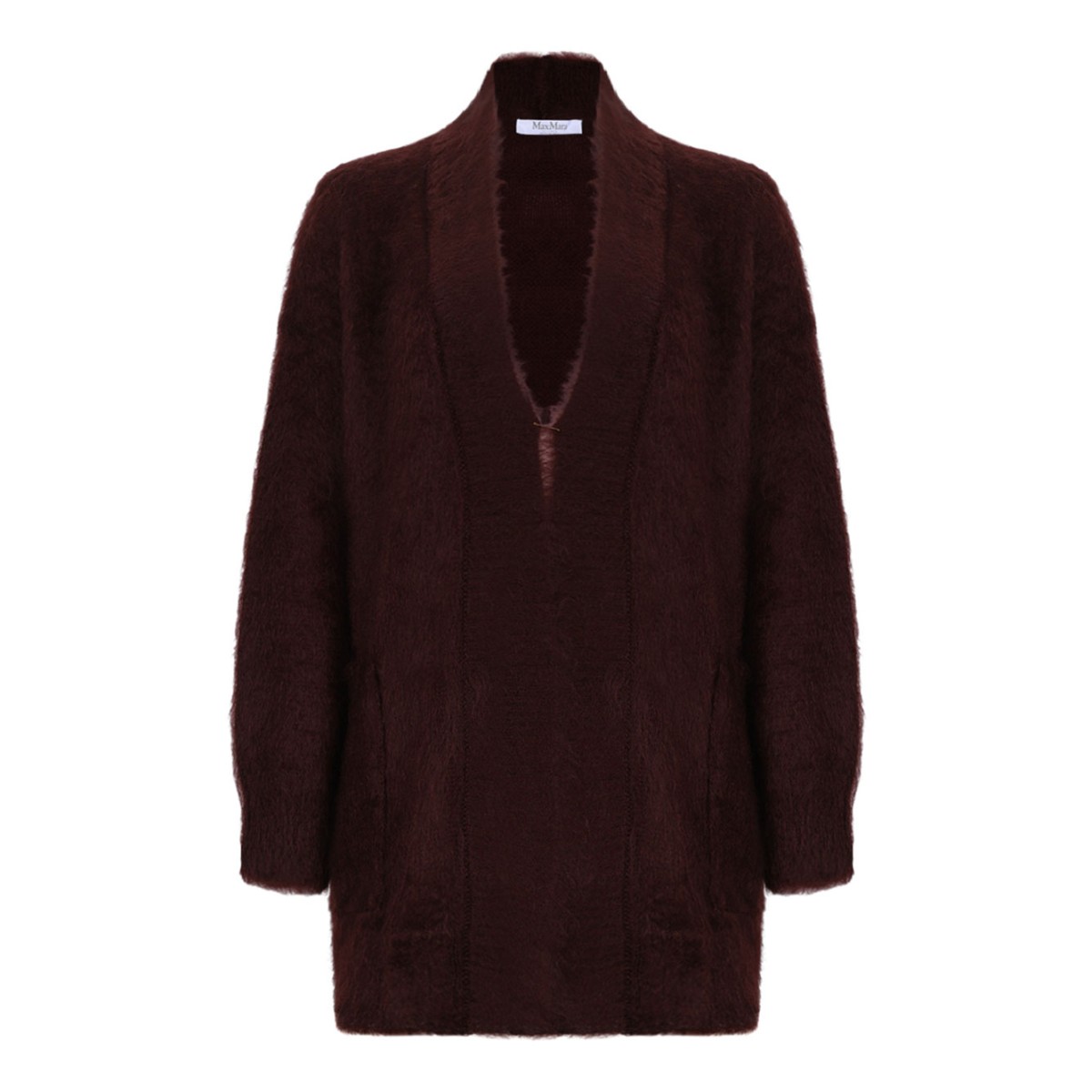 Cherry Open Midi Cardigan With A Brushed Finish