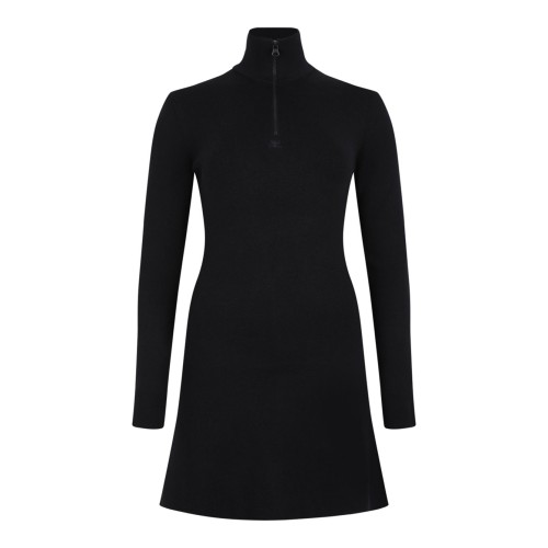 Black Zip-Closure Jersey Dress