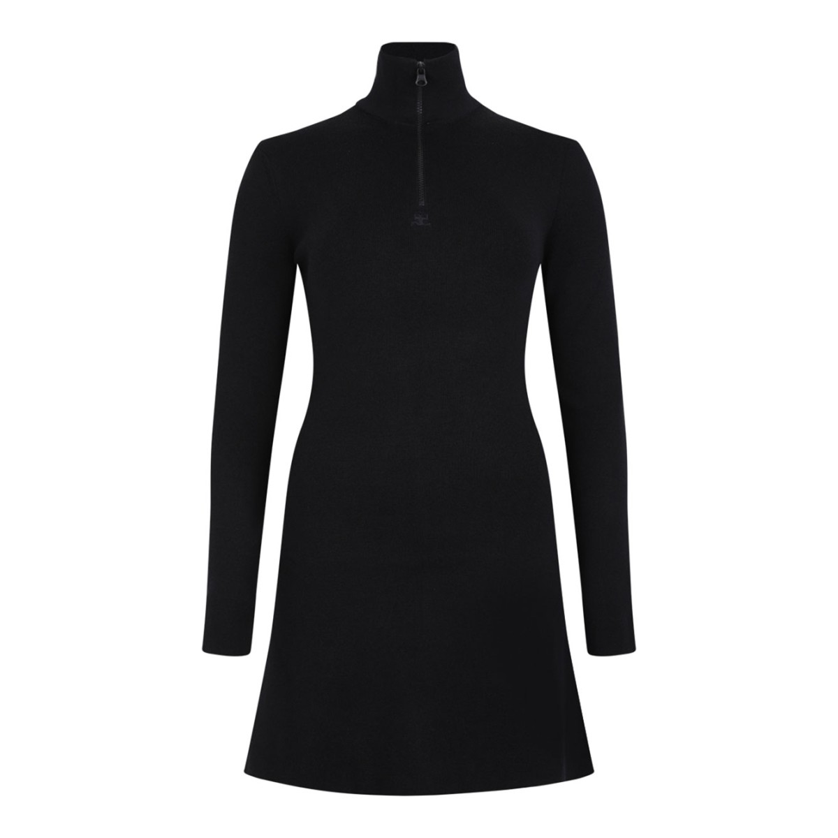 Black Zip-Closure Jersey Dress