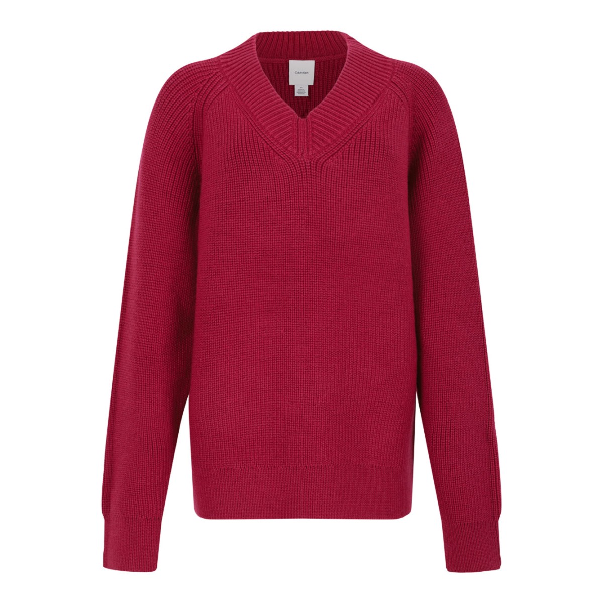 Red Wool Blend V-Neck Sweater