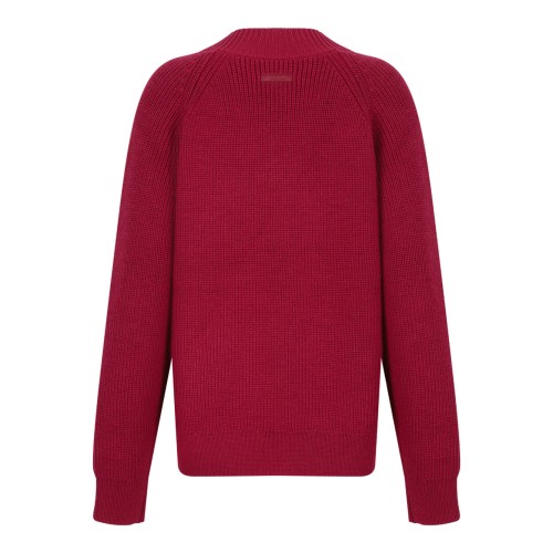 Red Wool Blend V-Neck Sweater