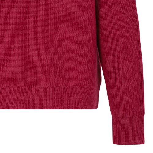Red Wool Blend V-Neck Sweater
