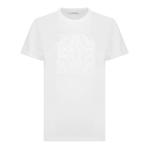 White Cotton Logo Embroidered T-Shirt