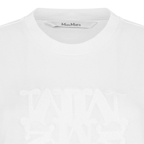 White Cotton Logo Embroidered T-Shirt