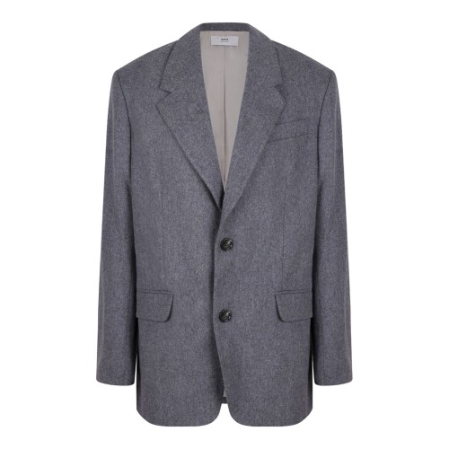 Grey Single Breasted Wool Jacket