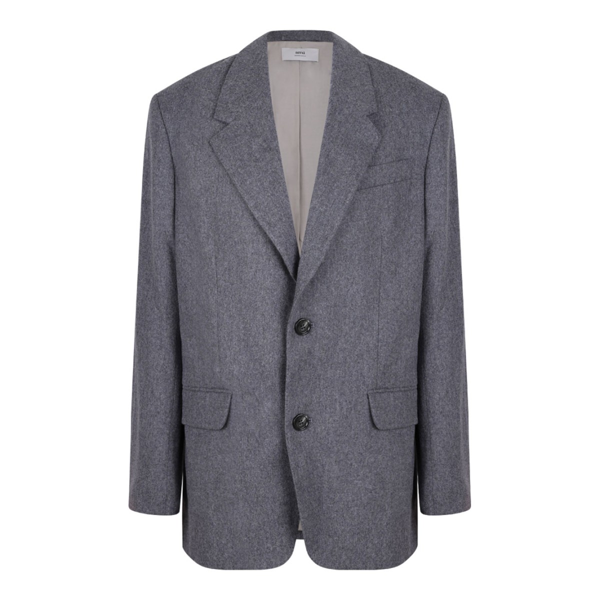 Grey Single Breasted Wool Jacket
