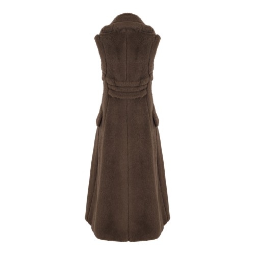 Brown Sleeveless Coat In Alpaca And Wool Teddy 2