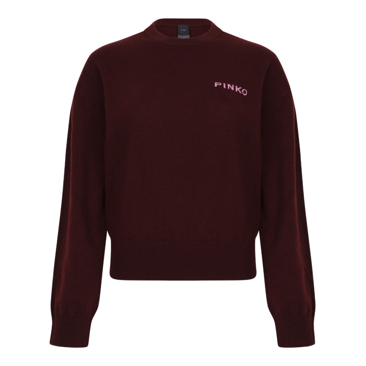 Burgundy Wool Logo Embellished Knit Sweater