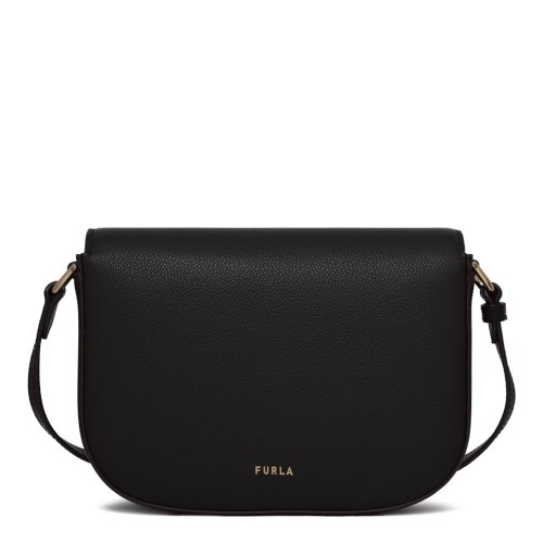 Black Curved-Flap Crossbody Bag 2