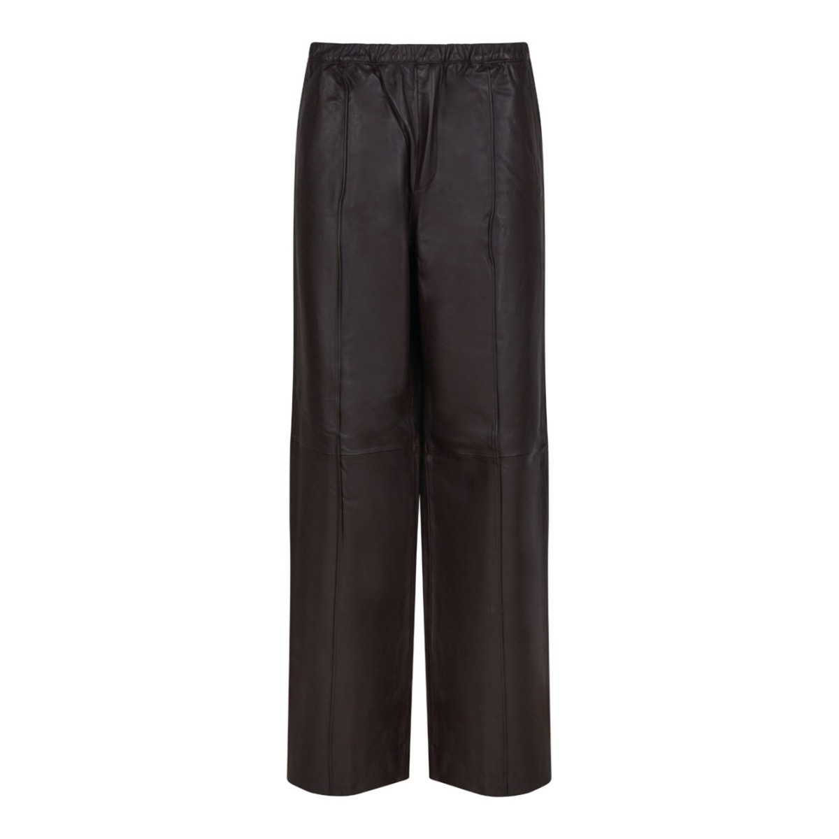 Brown Leather Wide Leg Trousers