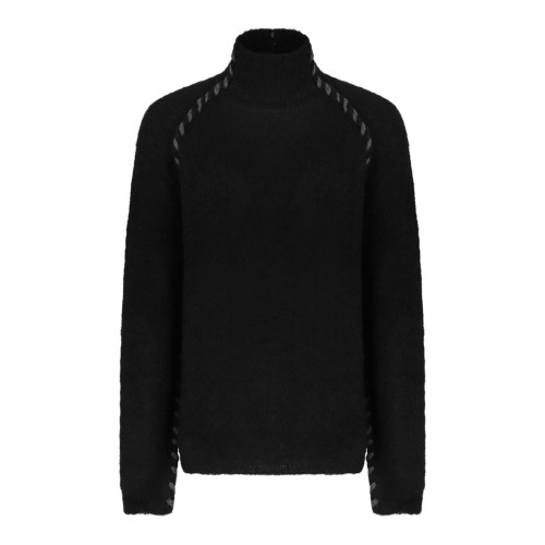 Black High-Neck Twisted-Detail Sweater