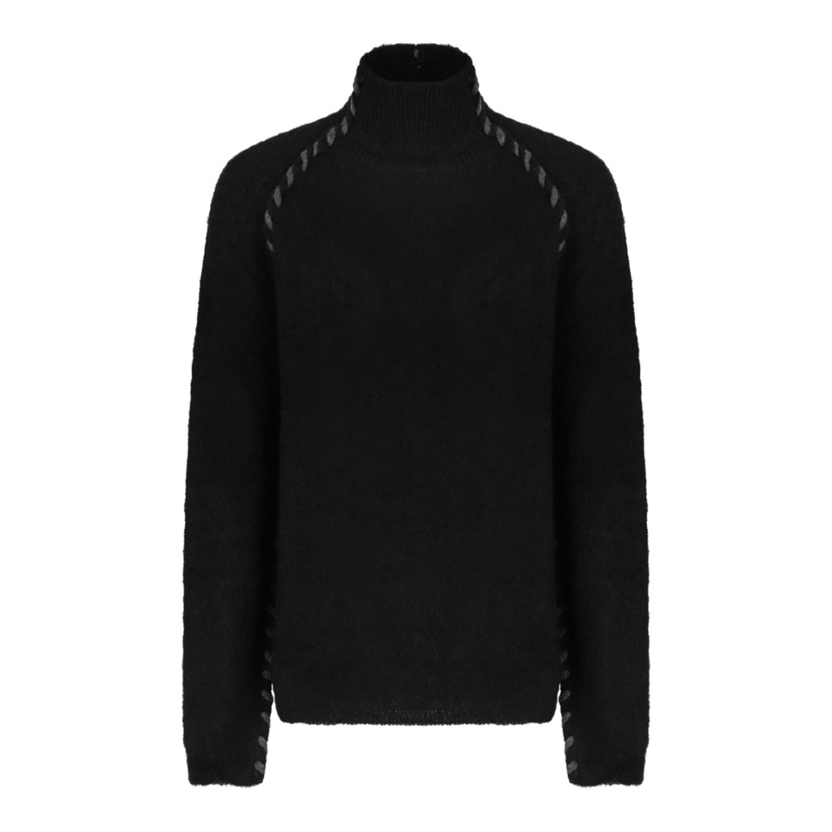 Black High-Neck Twisted-Detail Sweater