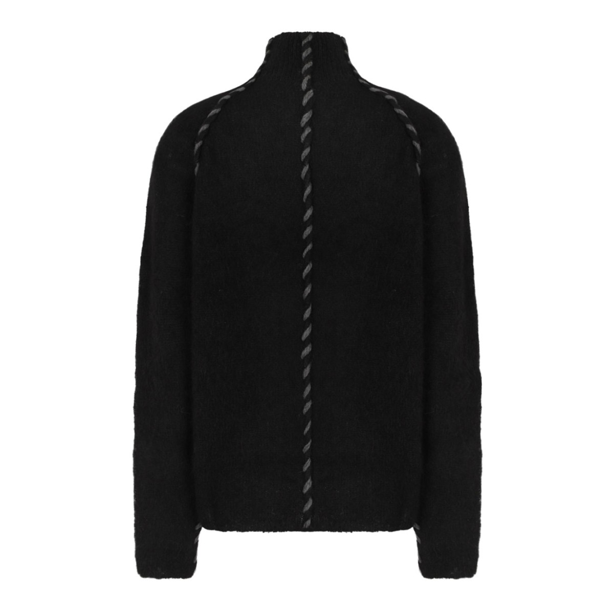 Black High-Neck Twisted-Detail Sweater