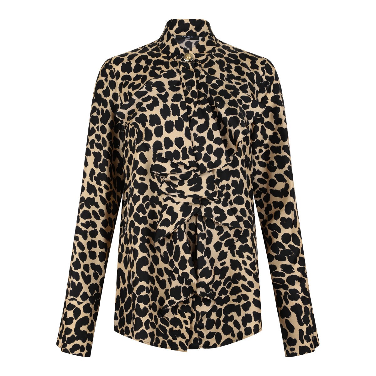 Ruffled Leopard-Print Shirt