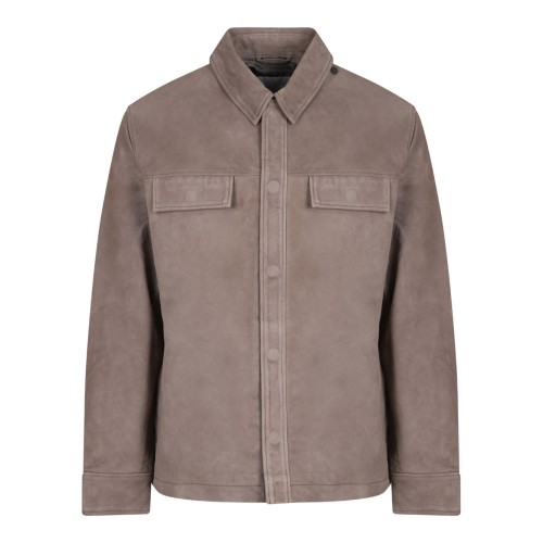 Taupe Flap Pocket Suede Jacket