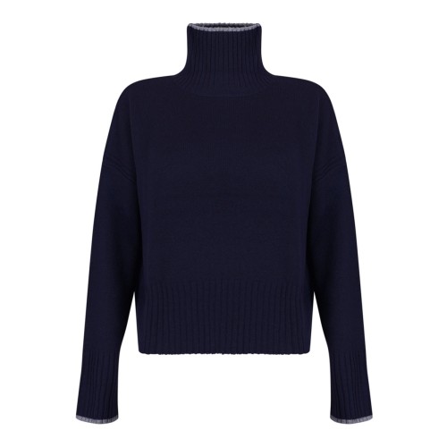 Navy Blue Merino Wool Sweater