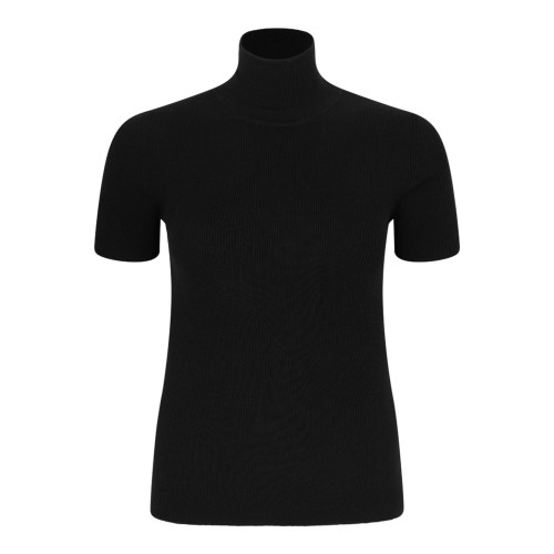 Black Wool Yarn Turtleneck