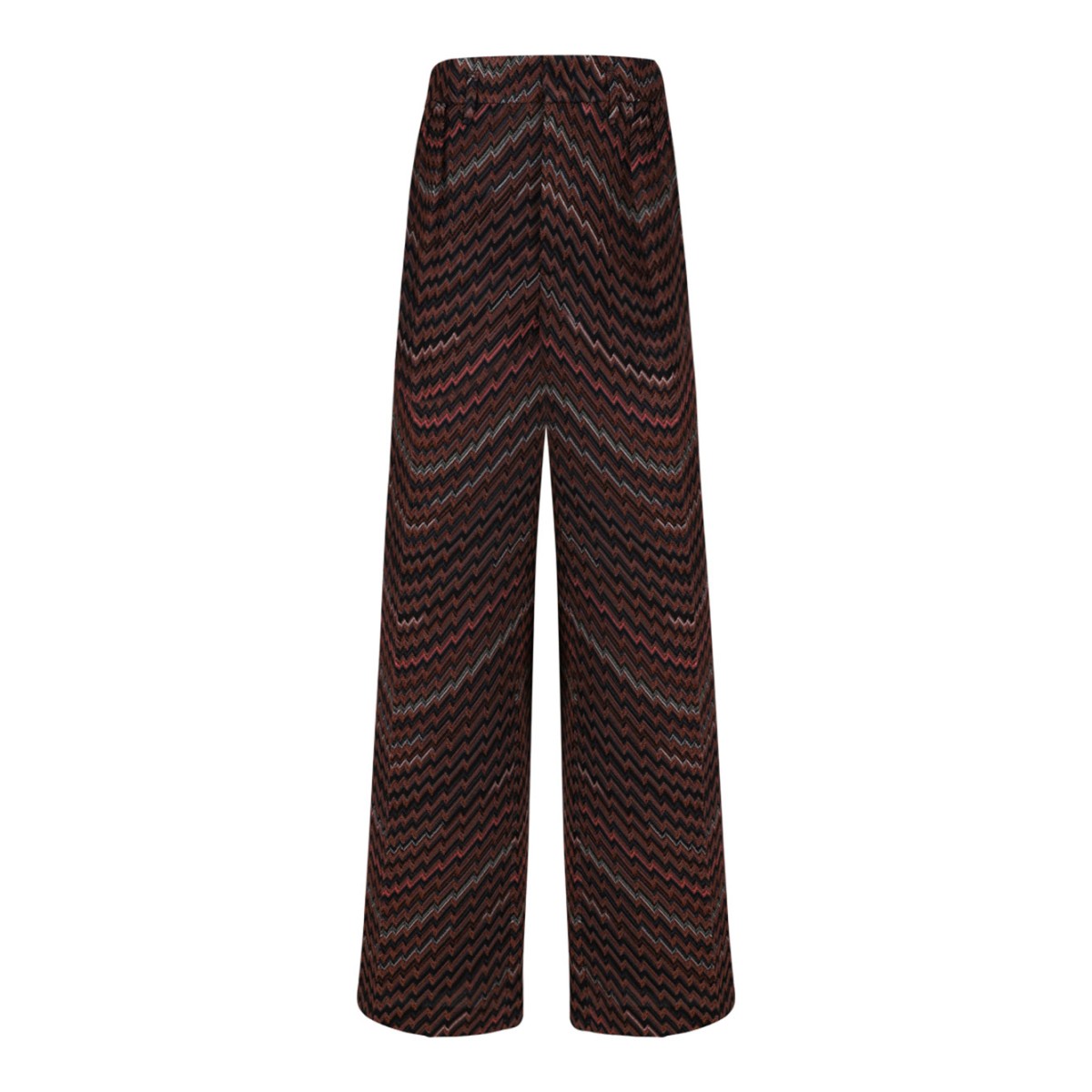 Black and Brown Zigzag Mid-Rise Tailored Trousers