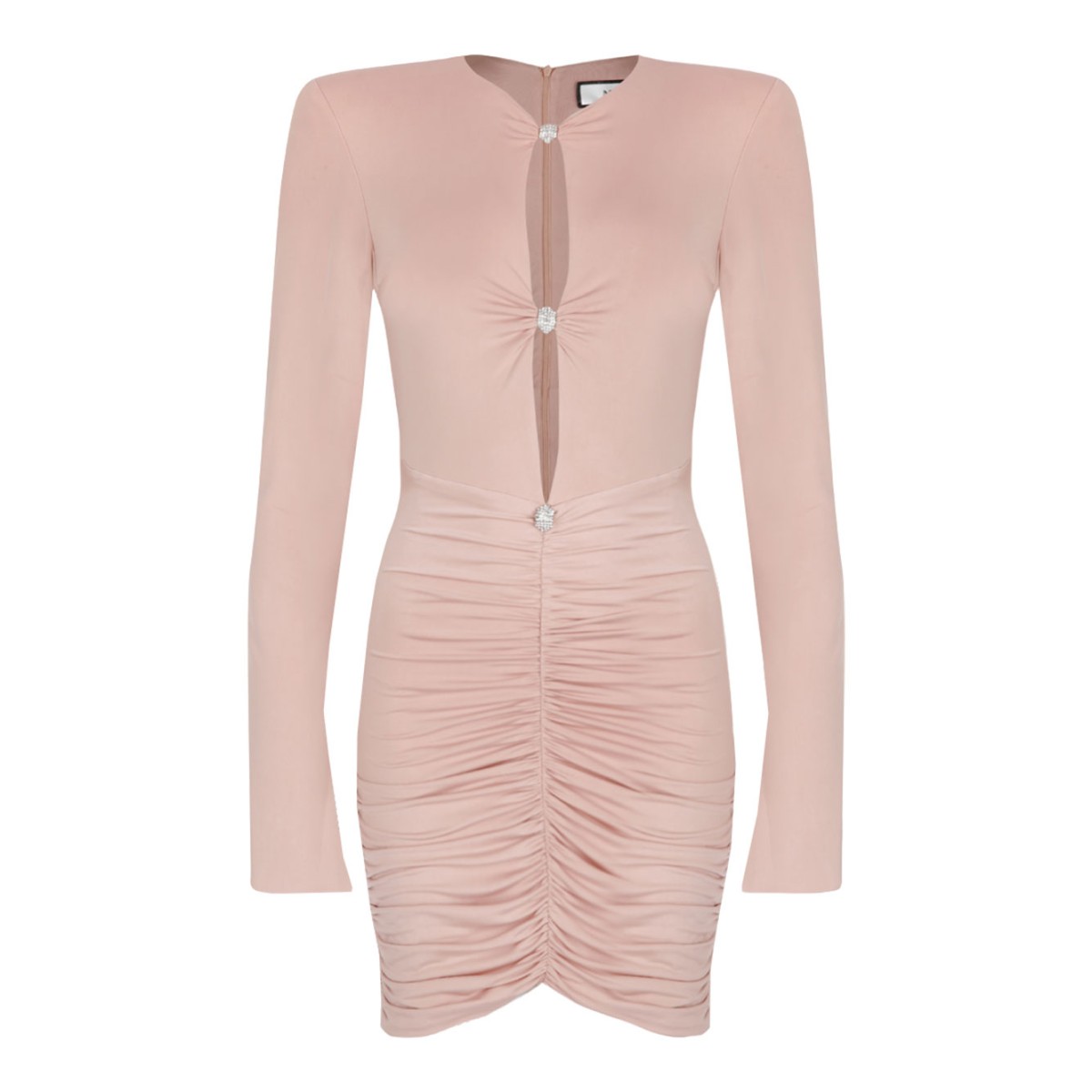 Nude Crystal Embellished Mini Dress