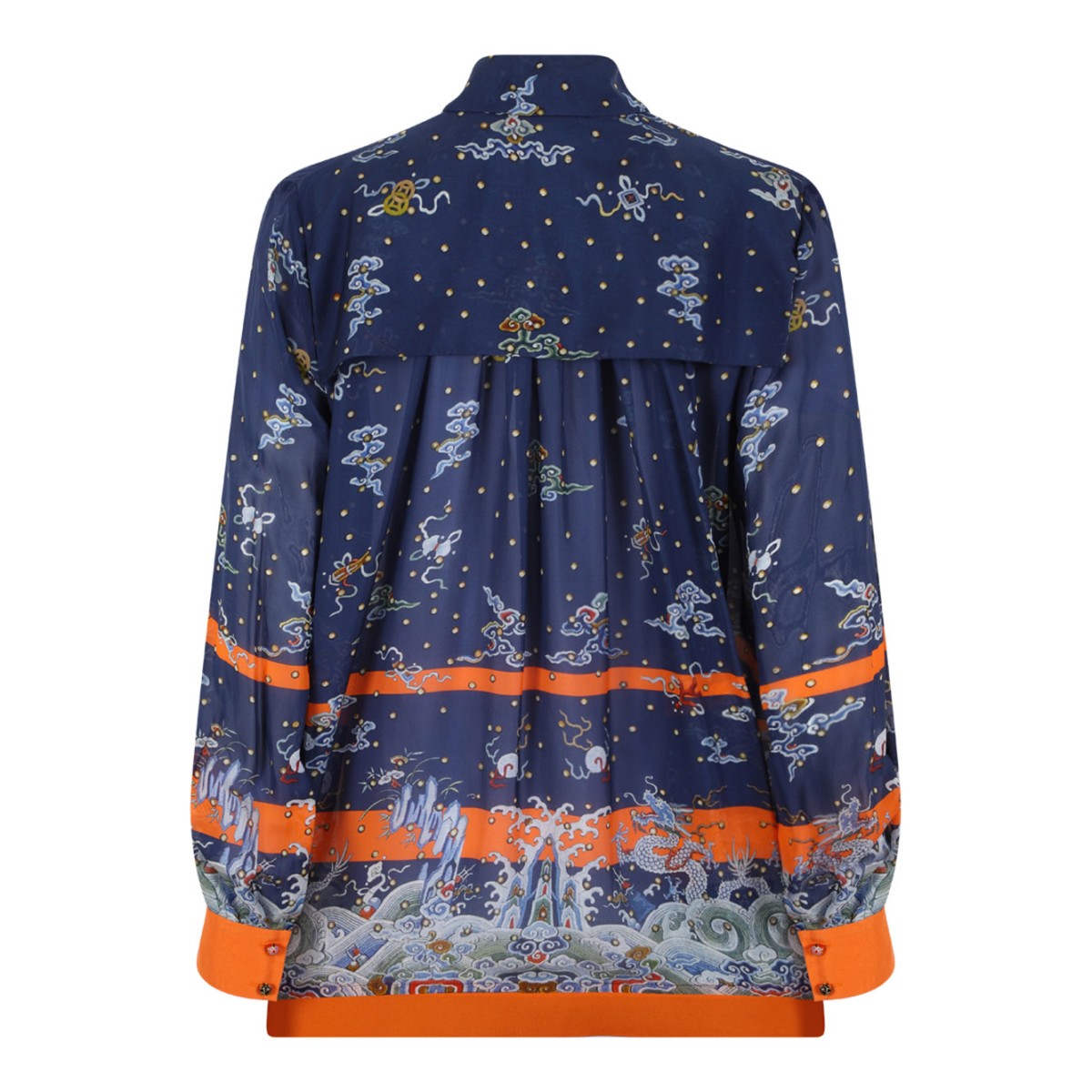 Blue Print High Neck Shirt