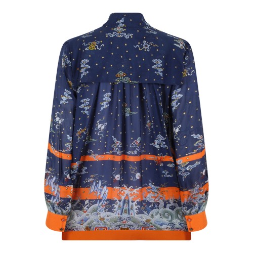 Blue Print High Neck Shirt