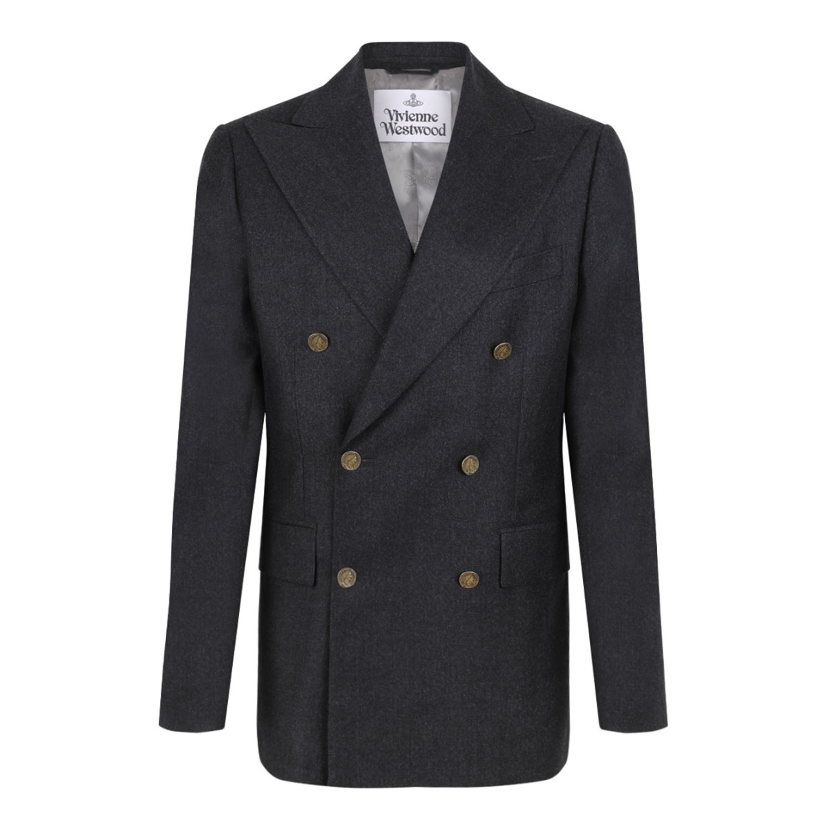 Charcoal Grey Captain Double-Breasted Blazer