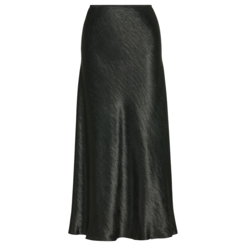 Black Satin Midi Skirt