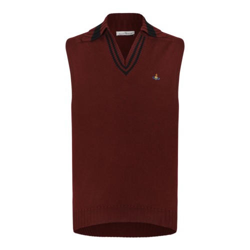 Brick Wool Fisherman Vest