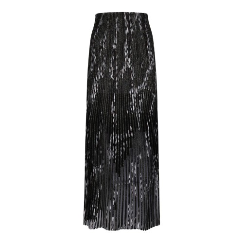 Brown and Black Pleated Lurex Skirt