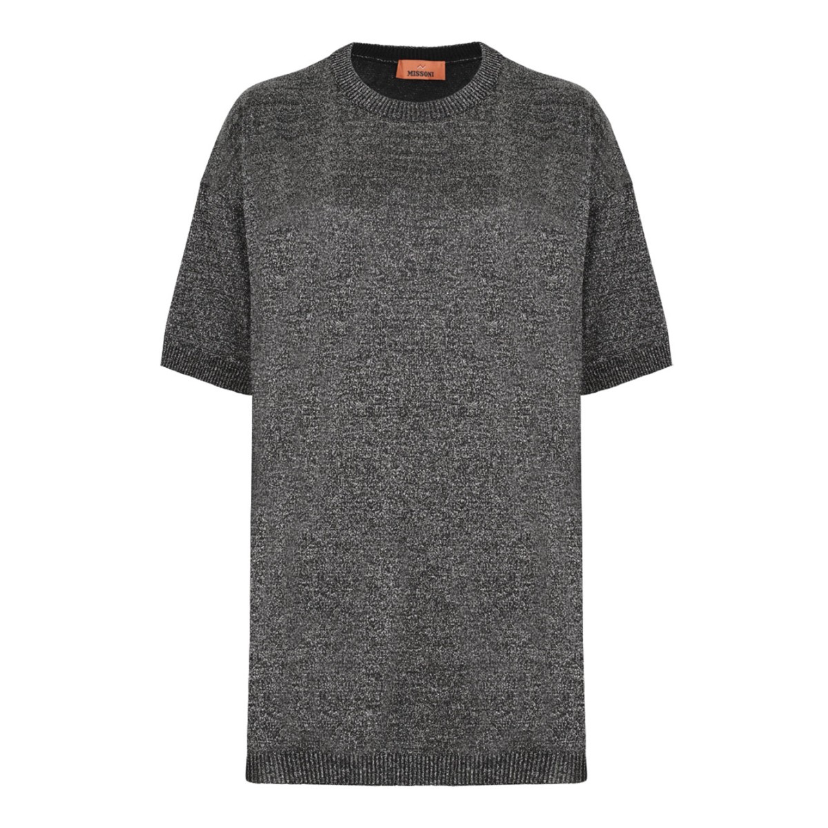 Silver Boxy Crew Neck Sweater In Lame