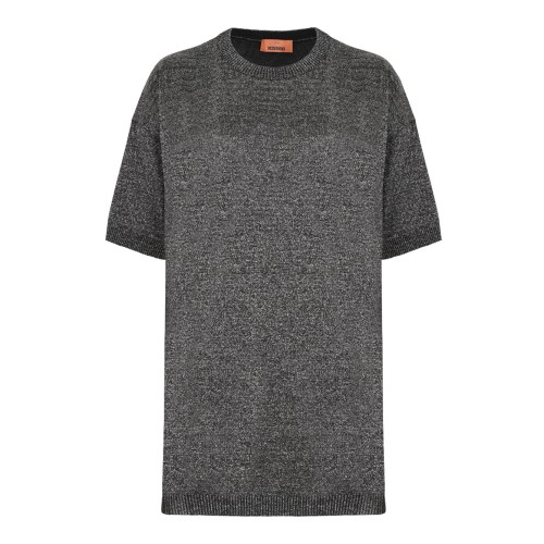 Silver Boxy Crew Neck Sweater In Lame