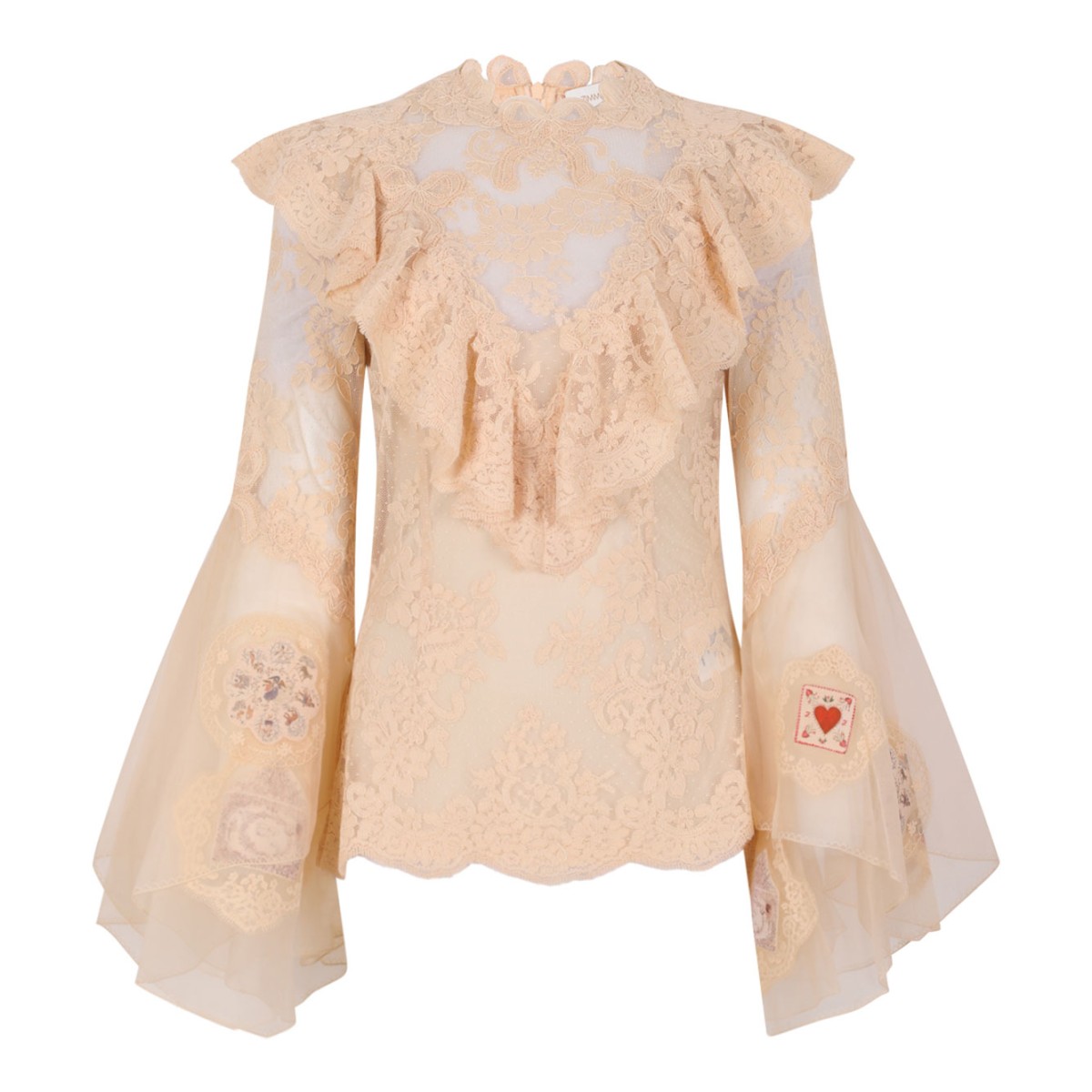 Cream Ruffled Lace Shirt