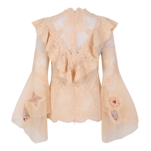 Cream Ruffled Lace Shirt 2