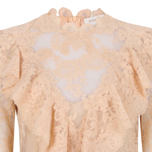 Cream Ruffled Lace Shirt