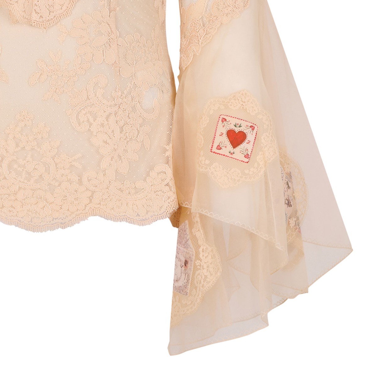 Cream Ruffled Lace Shirt