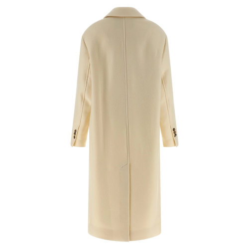 Ivory White Wool Double Breasted Long Coat 2