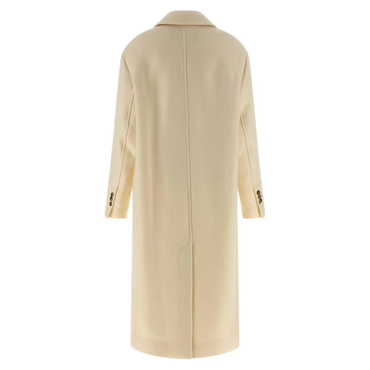 Ivory White Wool Double Breasted Long Coat