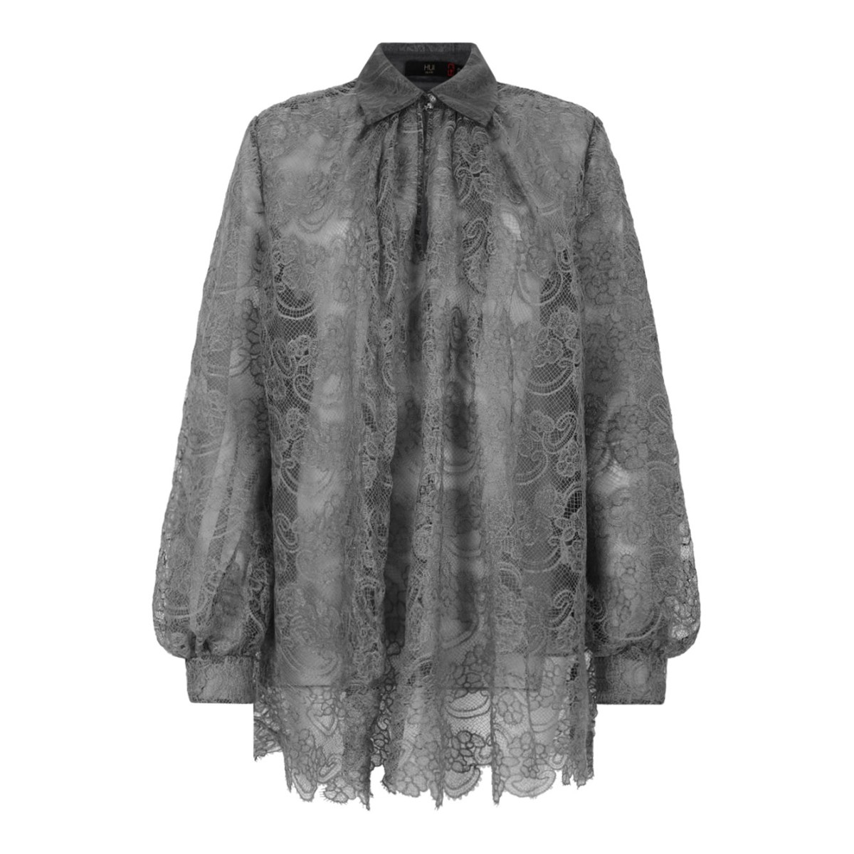 Grey Sheer Lace Blouse