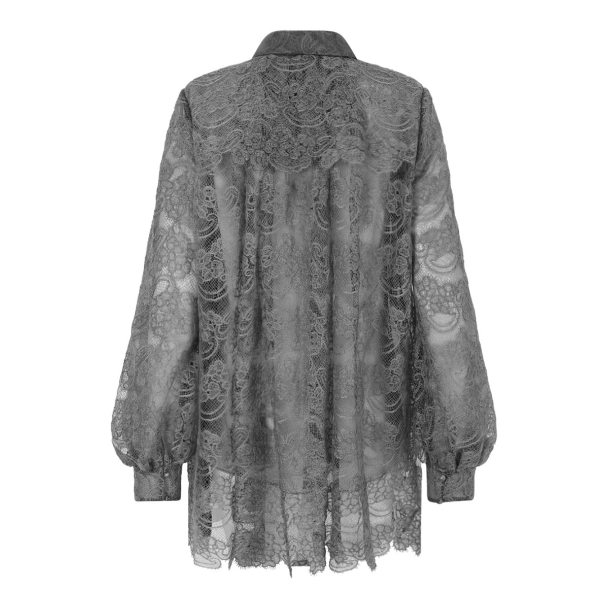 Grey Sheer Lace Blouse